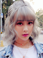 Sweet Lolita Perücken Grau Kurz Lolita Haar-Perücken mit Sicht Bangs