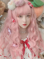 Sweet Lolita Perücken Lange Hitzebeständige Faser Hellrosa Lolita Haar-Perücken