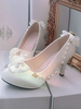 Sweet Lolita Pump Perle Schleife Strass Weiß Lolita Absatzschuhe