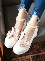Sweet Lolita Pumps Häschen-Ohr-Bogen-PU-Leder Chunky Heel Lolita Schuhe