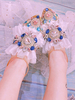 Sweet Lolita Sandalen Strass Spitze Spitze Closed Toe Wildleder Leder Light Apricot Lolita Customize Sandalen