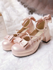Sweet Lolita Schuhe Bögen Herz aushöhlen PU-Leder Chunky Heel Lolita Schuhe