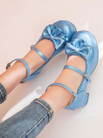 Sweet Lolita Schuhe Bögen PU-Leder Chunky Heel Lolita Pumps