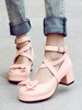 Sweet Lolita Schuhe Bögen PU-Leder Chunky Heel Lolita Schuhe