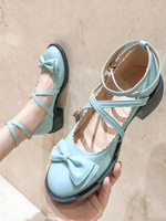 Sweet Lolita Schuhe Bögen Round Toe Lolita Pumps aus Leder
