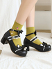 Sweet Lolita Schuhe Black Bowknot Pu-Leder täglich lässig Lolita Schuhe