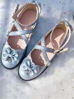 Sweet Lolita Schuhe Blue Bows Round Toe Lolita Schuhe