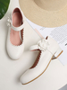 Sweet Lolita Schuhe Blumen Rüschen Mary Jane Schuhe Leder Welpen Ferse Lolita Pumps