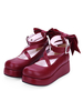 Sweet Lolita Schuhe Bow Riemchen Burgund Plattform Lolita Schuhe
