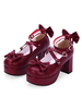 Sweet Lolita Schuhe Bow Riemchen Plattform Chunky Heel Burgund Lolita Schuhe