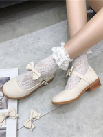 Sweet Lolita Schuhe Schwarz Knöpfe Bögen Lolita Schuhe
