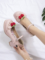 Sweet Lolita Schuhe Strawberry Leder Chunky Heel Lolita Schuhe