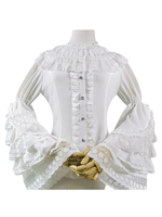 Sweet Lolita Shirt - Spitzenbesatz geschichtetes Rüschenhime-Chiffon-weißes Lolita-Shirt