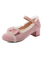 Sweet Lolita Shoes Lolita Pumps aus Micro-Wildleder mit rosa Schleife und hohem Absatz