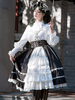 Sweet Lolita SK Overskirt Zweifarbige Schwarz-Weiß-Faltenrüschen Ärmellose Sweet Lolita-Röcke
