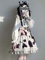 Sweet Lolita SK White Bowknots Kuhmuster Polyester Ärmellose Täglich Lässige Lolita Röcke
