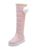 Sweet Lolita Stiefel Leder Pom Pom Pearl Round Toe Pink Lolita Schneestiefel