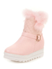 Sweet Lolita Stiefeletten Diamond Pattern Furry Round Toe Pink Lolita Schneestiefel