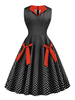 Swing Dress Polka Dot Bows Ärmelloses Sommerkleid aus den 1950er Jahren