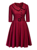 Swing-Kleid 1950 Plaid Frau Halbarm Bubikragen Kleid