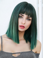 Synthetische Perücken Dunkelgrüne Bobs Rayon Tousled Short Girl Kurzperücke für Frauen