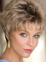 Synthetische Perücken Light Gold Curly Hitzebeständige Faser Tousled Short Damen Damen Short Perücke