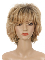 Synthetische Perücken Light Gold Curly Hitzebeständige Faser Tousled Short Damen Short Perücke für Frauen