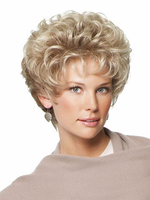Synthetische Perücken Light Gold Curly Hitzebeständige Faser Tousled Short Damen Short Perücke für Frauen