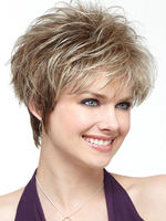 Synthetische Perücken Light Gold Natural Wave Hitzebeständige Faser Tousled Short Damen Damen Short Perücke