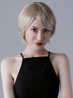 Synthetische Perücken Light Gold Straight Kurze kurze Damenperücke für Frauen