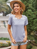 T-Shirt für Frauen Jewel Neck Kurzarm Hellgrau Unregelmäßig Applique Polyester Sommer T-Shirt