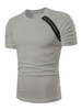 T-Shirt für Männer geraffte Reißverschluss Baumwolle Rundhals Kurzarm T-Shirt