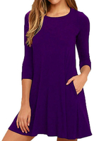 T Shirt Kleid Baumwollfasern im casualen Stil mit Taschen Alltagskleidung für Straßen-Style und Damen