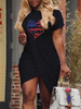 T-shirt Kleid Plus Größe Kurzarm 4. Juli Herz Print Frauen Sommerkleid