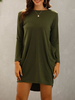 T-Shirt Kleider Hunter Green Cotton Blend Langarm Jewel Neck Shift Dress
