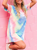 T-Shirt Kleider Tie Dye Kurzarm Jewel Neck Sommerkleid