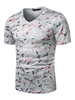 T-Shirts Casual Feather Print Jewel Neck Kurzarm T-Shirt Top
