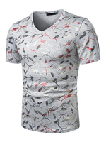 T-Shirts Casual Feather Print Jewel Neck Kurzarm T-Shirt Top