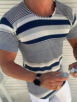 T-Shirts Casual Jewel Neck Stripes Kurzarm