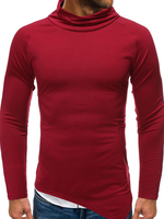 T-Shirts für Männer Casual Jewel Neck Long Sleeves Rote Bluse