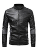 T-Shirts für Männer Casual Jewel Neck Long Sleeves Stehkragen Schwarzer Mantel