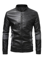 T-Shirts für Männer Casual Jewel Neck Long Sleeves Stehkragen Schwarzer Mantel