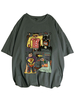 T-Shirts Locker sitzendes T-Shirt mit rundem Hals und kurzen Ärmeln Cartoon Batman Superman Print Herrenhemd