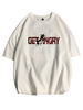 T-Shirts Locker sitzendes T-Shirt mit rundem Halsausschnitt; kurzen Ärmeln und einem Slogan-Herrenhemd mit Frontdruck