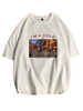 T-Shirts Locker sitzendes T-Shirt mit rundem Halsausschnitt; kurzen Ärmeln und Herrenhemd mit Cartoon-Frontdruck