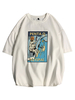 T-Shirts Locker sitzendes T-Shirt mit rundem Halsausschnitt; kurzen Ärmeln und Herrenhemd mit Cartoon-Frontdruck