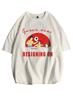 T-Shirts Locker sitzendes T-Shirt mit rundem Halsausschnitt; kurzen Ärmeln und Herrenhemd mit Cartoon-Frontdruck