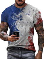 T-Shirts Lässiger Jewel-Neck Farbblock mit kurzen Ärmeln
