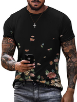 T-Shirts Lässiger Jewel-Neck Farbblock mit kurzen Ärmeln