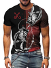 T-Shirts Lässiger Jewel-Neck Farbblock mit kurzen Ärmeln